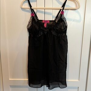 Betsey Johnson Black Chemise with Pink Accents Size S